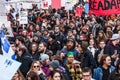 Protesters Holding all kind of Signs, Flags and Placards in the Streets. Royalty Free Stock Photo